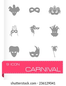 Vector carnival icons set on grey background