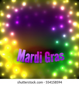 Vector Carnival Mardi Gras background in purple, green and yellow, for poster, app, interface, ui, banner. Party wallpaper with text