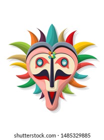 Vector carnival mask in colors, isolated and grouped objects over white background