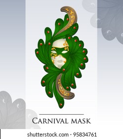 Vector carnival mask with feathers and jewels