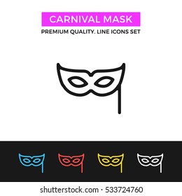 Vector carnival mask icon. Party, masquerade concepts. Premium quality graphic design. Modern signs, symbols collection, simple thin line icons set for websites, web design, mobile app, infographics
