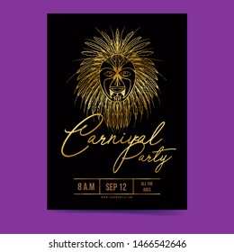 Vector carnival mask poster with feathers vector