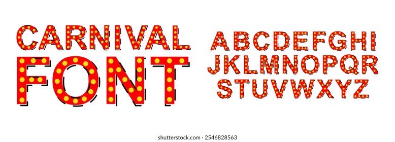 Vector Carnival Neon Alphabet font on white background.