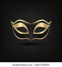 Vector Carnival Vintage Mask Closeup on Black Background. Masks for Carnival, Party, Masquerade Design Template for Carnival, Party, Stranger Concept. Front View