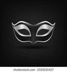 Vector Carnival Vintage Mask Closeup on Black Background. Masks for Carnival, Party, Masquerade Design Template for Carnival, Party, Stranger Concept. Front View