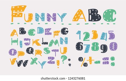 Vector carooon set of Latin alphabet. Colorful symbol on white.