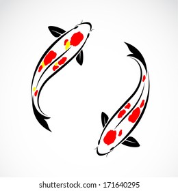 Vector of an carp koi design on white background. Animal. Fish Icon. Underwater.  Easy editable layered vector illustration.