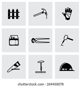 Vector Carpentry icon set on grey background