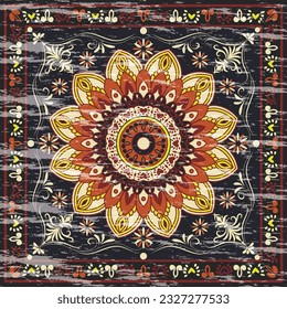 Alfombra vectorial, fácil de cambiar de color. Alfombra antigua con filtro