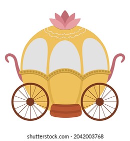 Vector carriage icon isolated on white background. Medieval gold chariot. Fairy tale king coach illustration
