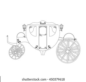 Vector Carriage thin line vector illustration isolated on white background.
