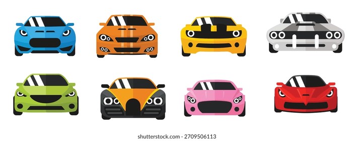 Ilustración de estilo de iconos planos de carros de Vector