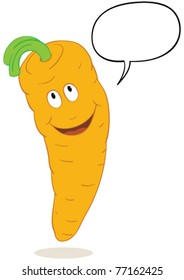 Vector carrot cartoon character with speech bubble for your text