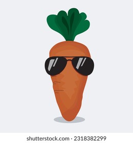 vector of a carrot character wearing a black color sunglass, vector illustration. 