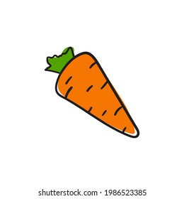 Vector carrot icon in cartoon style. Isolated root vegetable illustration. 