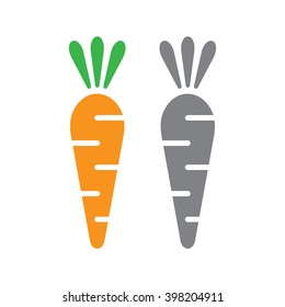 Vector carrot illustration in flat style. Vector carrot isolated on white background. Vector carrots in grey and orange color.