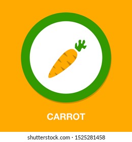 vector carrot illustration, orange vegetable food sign - healthy diet symbol