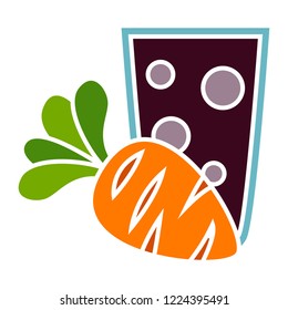 vector carrot juice icon. Flat illustration of carrot. bowling strike isolated on white background. carrot vegetable sign symbol