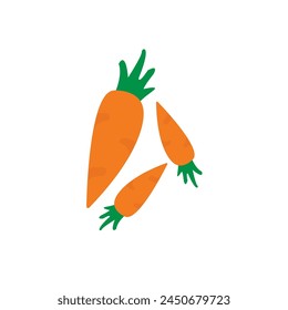 Vector carrot logo is ideal for illustrating children's books, books about vegetables and can be used for children's book cover design.