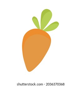Vector carrot vegetable icon. Cute cartoon Carrot sign, symbol. Flat illustration of carrots isolated on white background. Happy easter