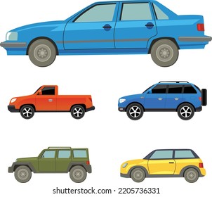 Vector cars collection. vehicles in flat style