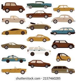 Vehículos vectores de diferentes colores y modelos