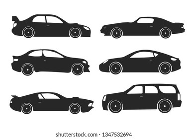 Vector cars icons set, side view