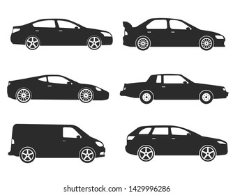 Vector cars icons set, side view