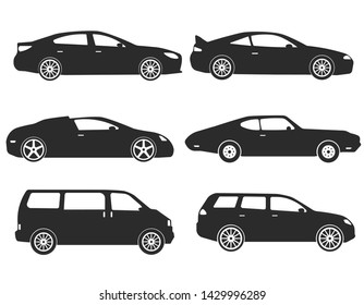 Vector cars icons set, side view