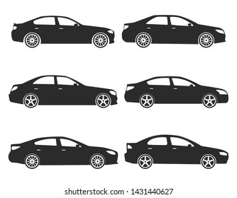 Vector cars icons set, side view