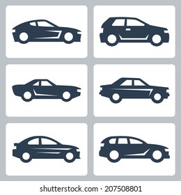 Vector cars icons set, side view