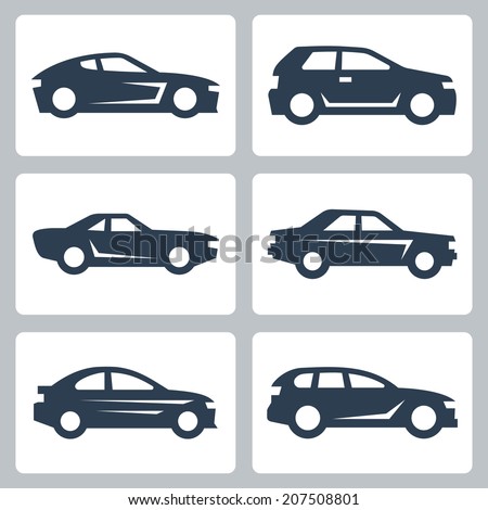 Vector cars icons set, side view