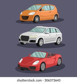 Vector cars image design set. 