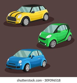 Vector cars image design set for illustration, postcards, labels, stickers and other design needs. 