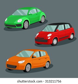 Vector cars image design set for illustration, postcards, labels, stickers and other design needs. 