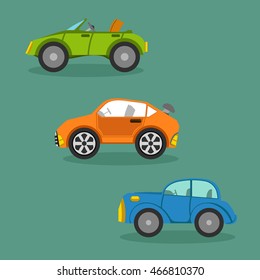 Vector cars set in flat style