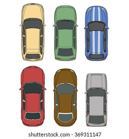 Vector cars set top view illustration
