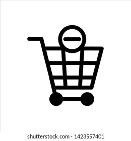Vector cart outline web icon. remove form cart black symbol with flat line style icon for web site design, logo, app, UI isolated on white background