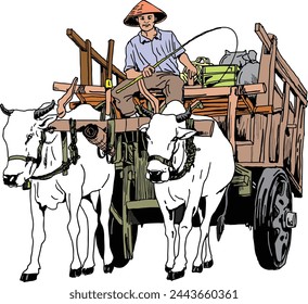 vector of cart as a traditional vehicle 