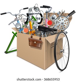 Vector Carton Box with Bicycle Spares