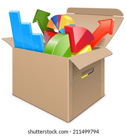 Vector Carton Box with Statistics