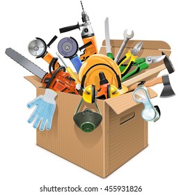 Vector Carton Box with Tools