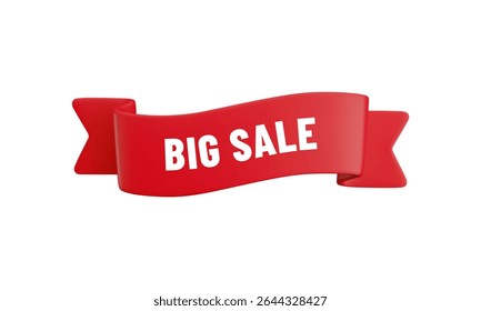 Vetor desenho animado 3d Big Sale emblema. Faixa de opções de rótulo vermelho com texto. Banner de loja online renderização 3d realista. Elemento de design bonito para web, design de banner, adesivo ou tag, novo sinal de coleção, anúncio, aplicativo.