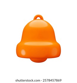Vector cartoon 3d bronze bell. Cute realistic render of orange ringing bell notification sign, alert, new message symbol. Attention signal, reminder 3d icon for social media, app, game, web