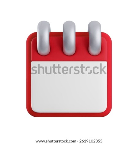 Vector cartoon 3d calendar icon. Realistic render of empty red calendar with flipping pages on spiral rings. Time planner, schedule concept, reminder app. Work planning, time management minimal icon