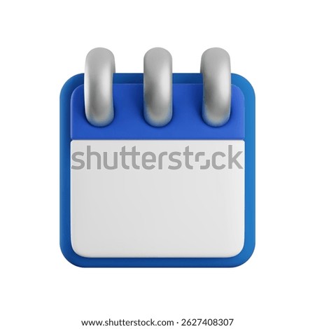 Vector cartoon 3d calendar icon. Realistic render of empty blue calendar with flipping pages on spiral rings. Time planner, schedule concept, reminder app. Work planning, time management minimal icon