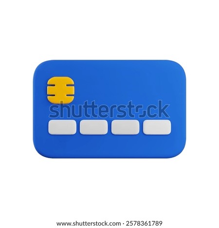 Vector cartoon 3d credit card icon. Realistic 3d render of blue debit card isolated background for shopping, online payment, e-banking concept, cashless transaction symbol, web, app.