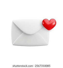 Vector cartoon 3d favorite email icon. Realistic 3d render closed envelope with heart, important letter sign, new love message symbol. Design element for web, social media, electronic mail app