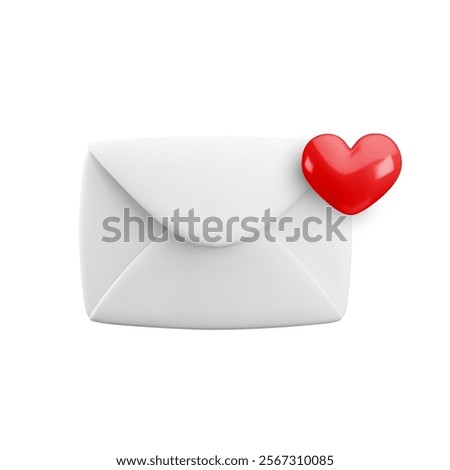 Vector cartoon 3d favorite email icon. Realistic 3d render closed envelope with heart, important letter sign, new love message symbol. Design element for web, social media, electronic mail app