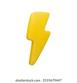 Vector cartoon 3d lightning flash icon. Minimal 3d Render of thunder and bolt, thunderstorm sign, energy power symbol, electric charge or danger emblem. For flash sale design, game, weather app, web.